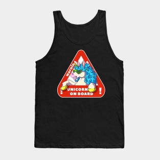 Warning Unicorn On Board Funny Unicorn Lover Gift Tank Top